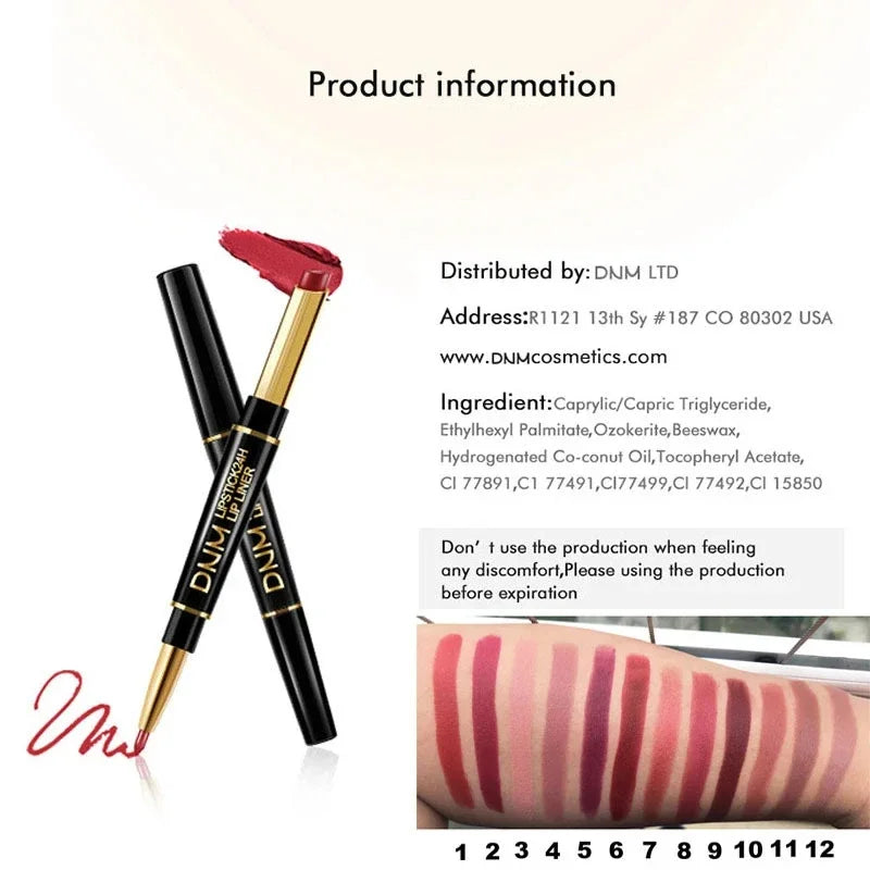 Double Ended Matte Lipstick Women Lip Liner 2 In 1 Makeup Matte Lipstick Durable Waterproof Nude Red Lipstick Lips Cosmetics