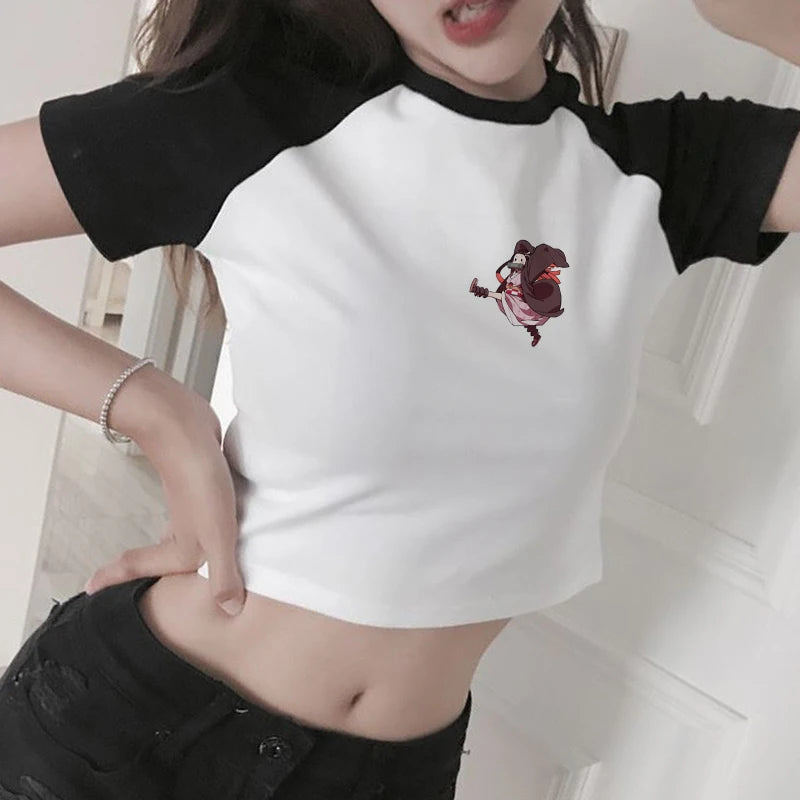 New Japanese Anime Demon Slayer T Shirt Women Ulzzang Harajuku Shirt 90s Cartoon Graphic Kimetsu No Yaiba Kawaii T-shirt Female