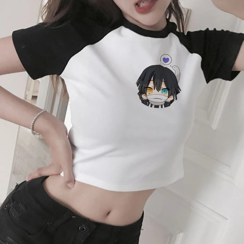 New Japanese Anime Demon Slayer T Shirt Women Ulzzang Harajuku Shirt 90s Cartoon Graphic Kimetsu No Yaiba Kawaii T-shirt Female