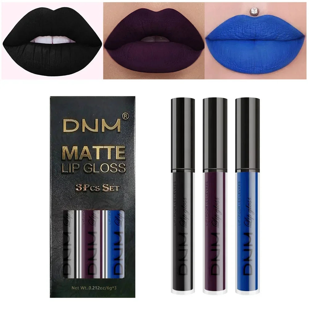 3 Colors/set Matte Velvet Lip Gloss Non-Stick Cup Waterproof Long-lasting Liquid Lipstick Cosmetic Keep 24 Hours Fashion Makeup