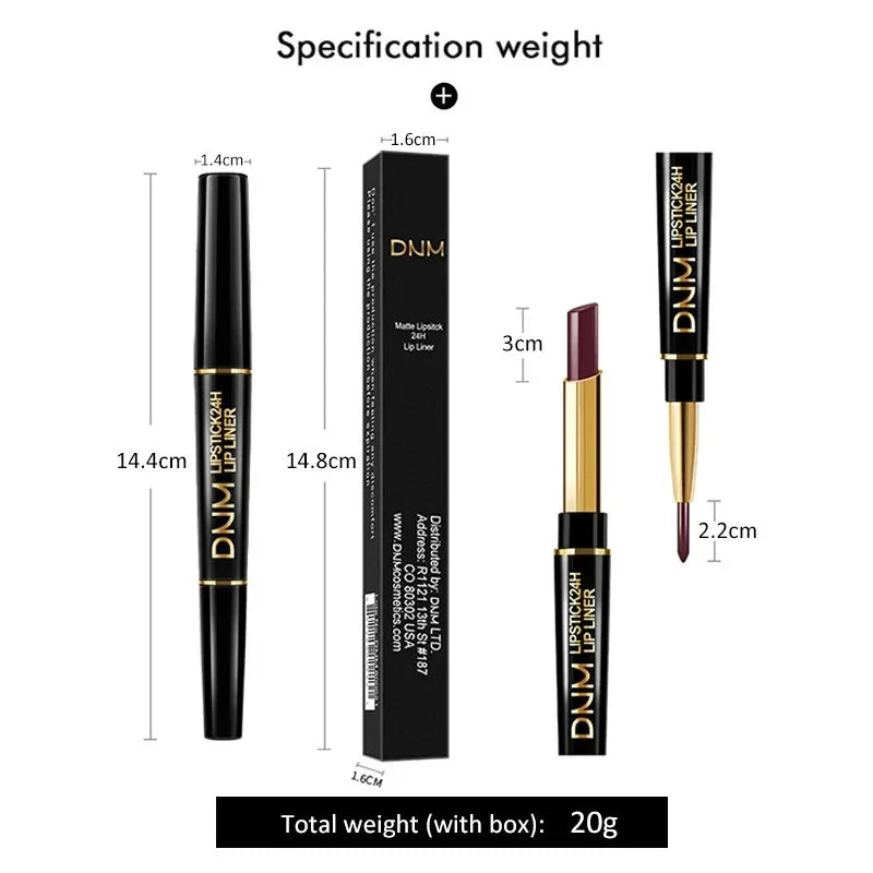 Double Ended Matte Lipstick Women Lip Liner 2 In 1 Makeup Matte Lipstick Durable Waterproof Nude Red Lipstick Lips Cosmetics