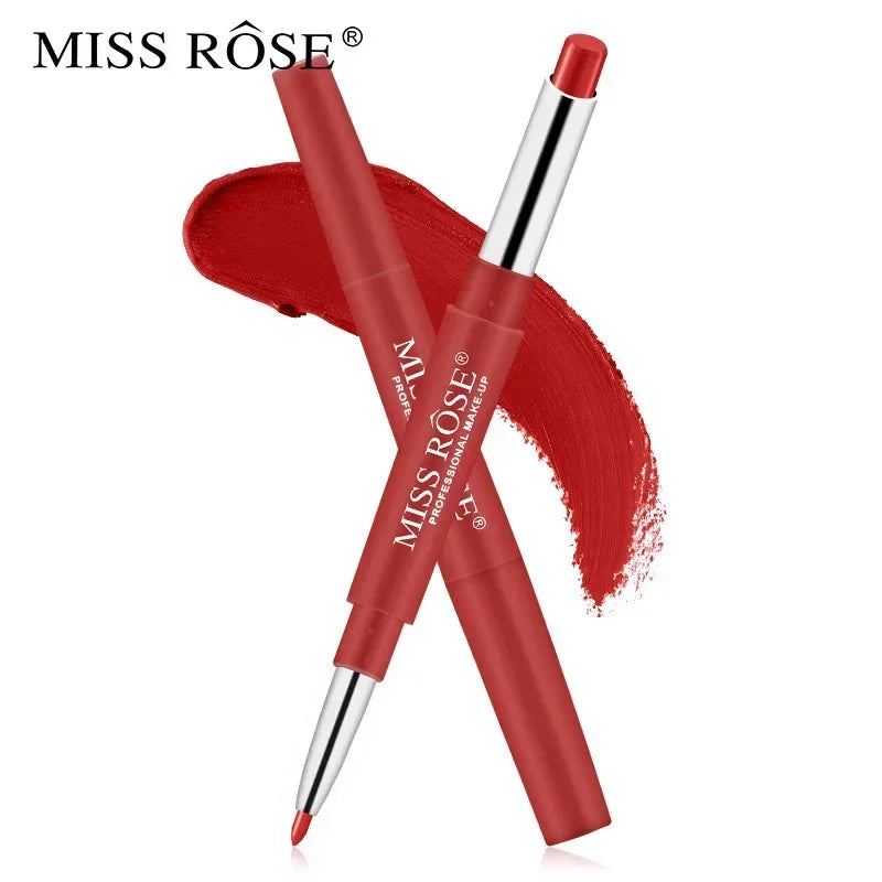 Miss Rose Double-end Lipstick Lipgloss Pencil Makeup Long Lasting Tint Sexy Red Lip Stick Beauty Matte Lip Gloss Pen Cosmetic