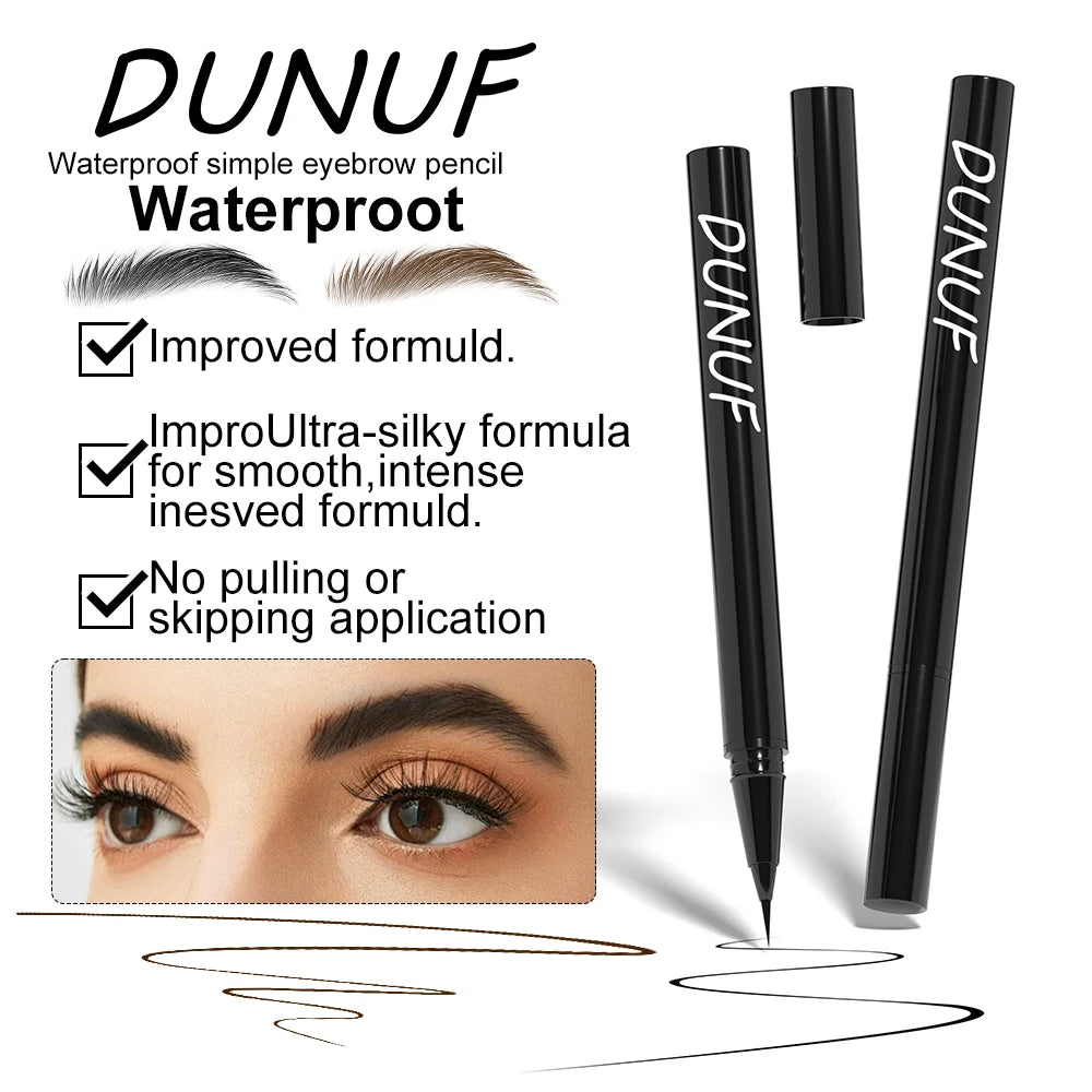 DUNUF 2 Color Long-lasting Ultra-fine anti-stain, waterproof and perspiration-proof quick drying liquid Eyebrow pencil