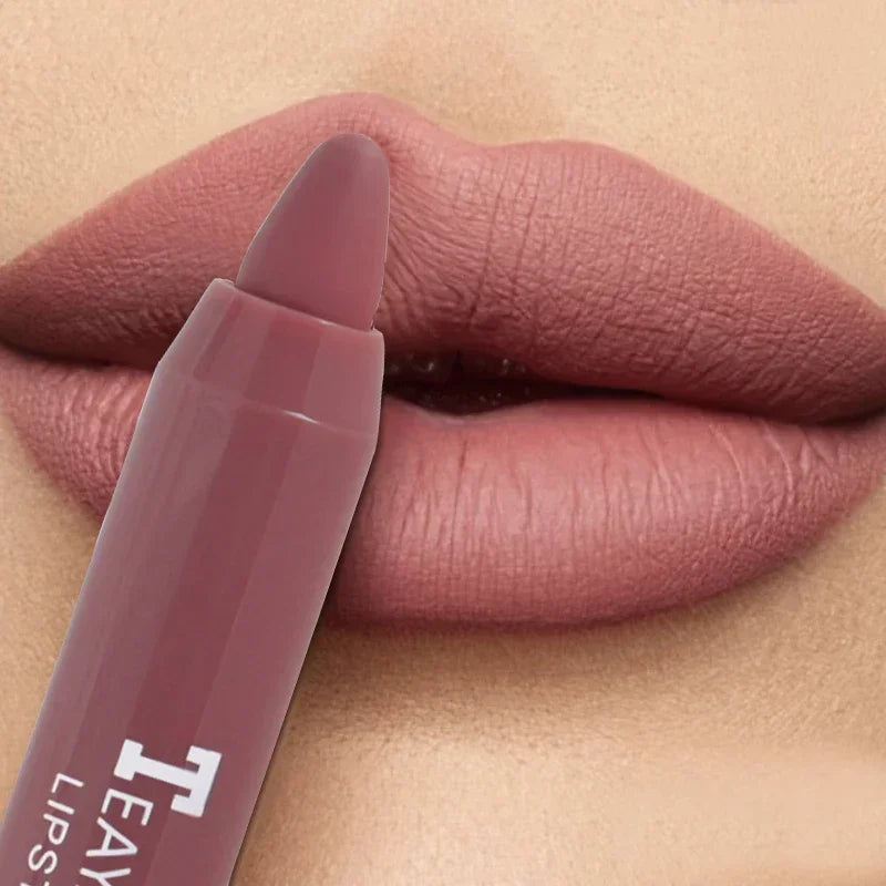 3PCS/set Velvet Matte Lipstick Pen Cosmetics Waterproof Lasting Nude Crayon Lipsticks Non Sticky Brown Lip Liner Pencil Makeup