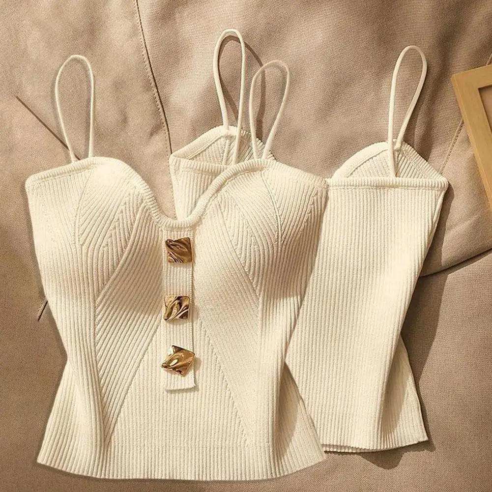 French Style Cross-knit Suspender Women's Summer Wear Sexy Beauty Camisole Slim High-end Bottom Bandeau Top