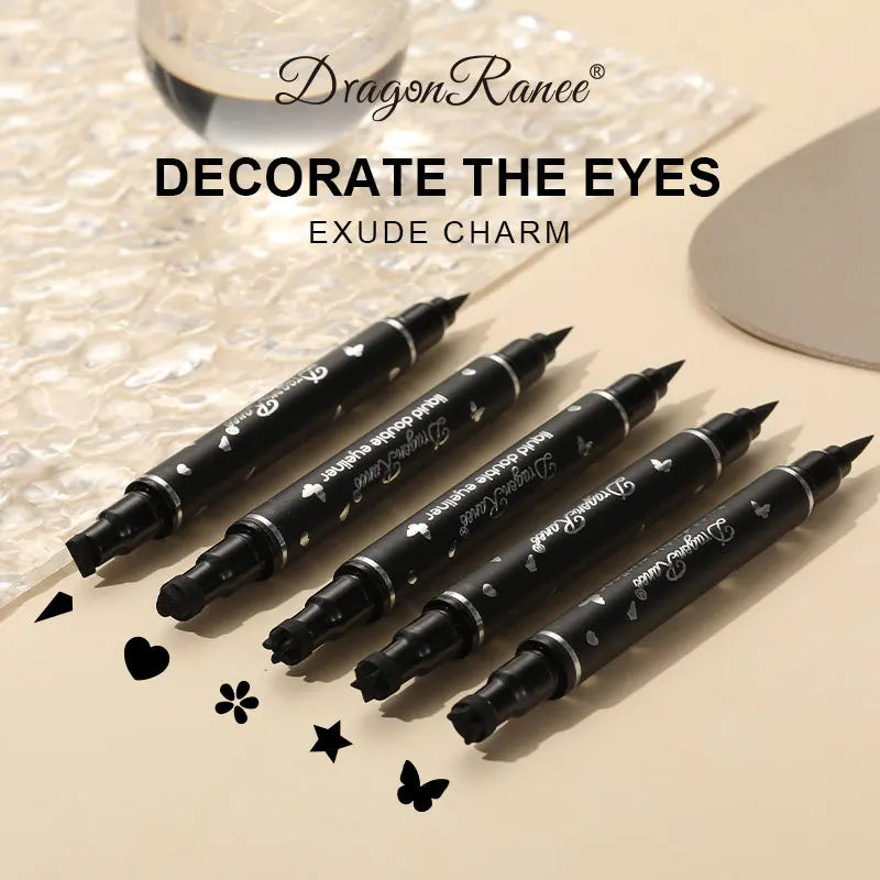 Dragon Ranee Double head Star Seal Eyeliner waterproof non-smudging novice heart plum embellished eye tail eyeliner