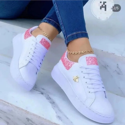 Autumn Shoes Waterproof White Sneakers for Women Korean Version Lace Up Casual Flat Sport Shoes Ladies Vulcanized Shoes