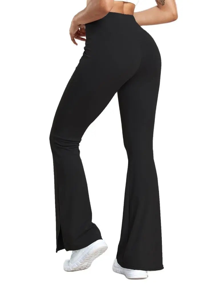 SVOKOR Women's Flare Pants with Pockets V Crossover High Waisted Yoga Leggings Sexy Butt Lift Workout Tights Casual Trousers