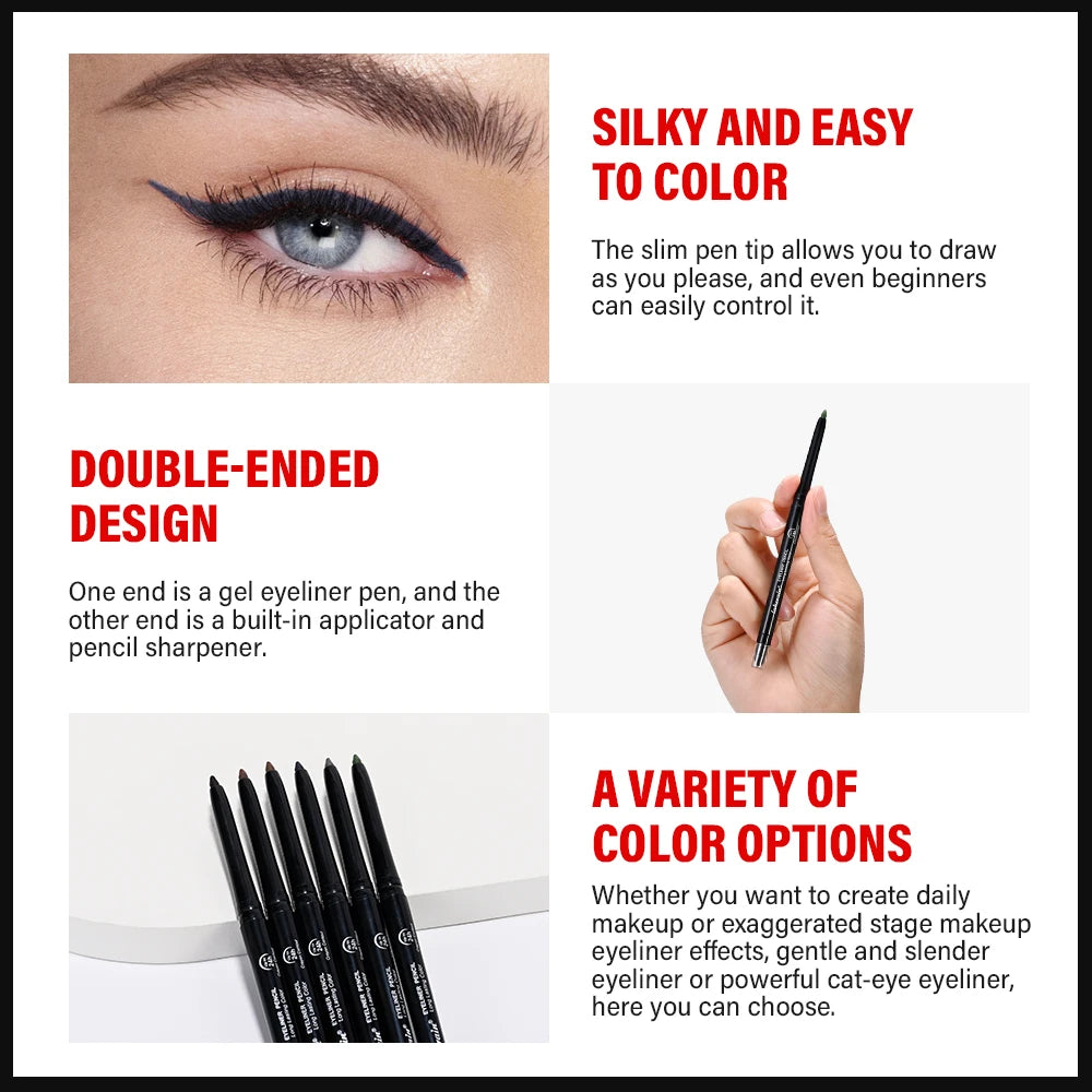 6 Colors Eyeliner Makeup Smooth Easy To Wear Lasting Eyes Waterproof Fashion Eyes Liner Pencils Eye Makeup Tool