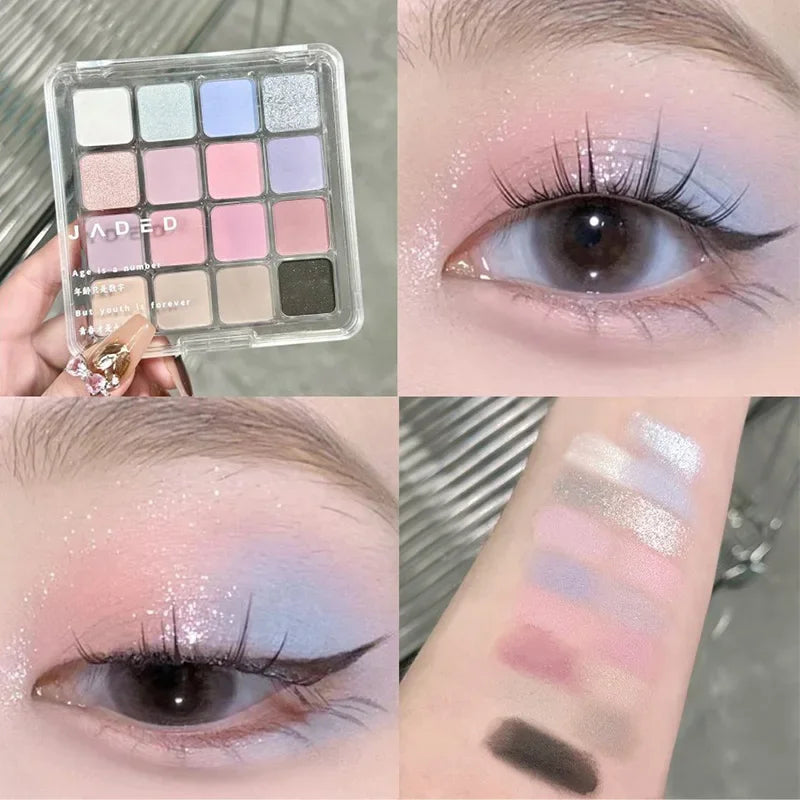 High Quality Matte Eyeshadow Palette Pearlescent Sequins Blush Eyeshadow Highlighter Korean Cosmetics Female Make-up For Women