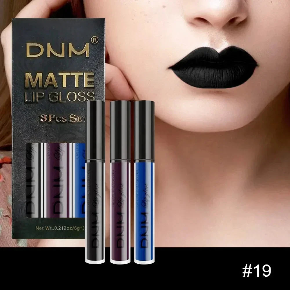 3 Colors/set Matte Velvet Lip Gloss Non-Stick Cup Waterproof Long-lasting Liquid Lipstick Cosmetic Keep 24 Hours Fashion Makeup