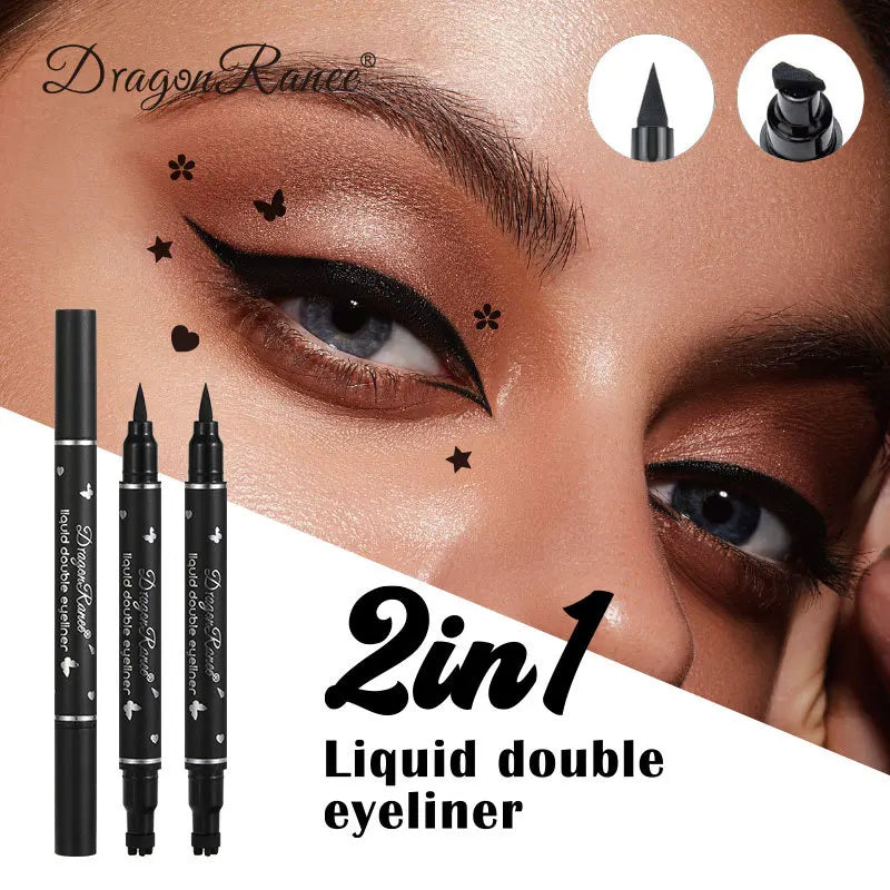 Dragon Ranee Double head Star Seal Eyeliner waterproof non-smudging novice heart plum embellished eye tail eyeliner