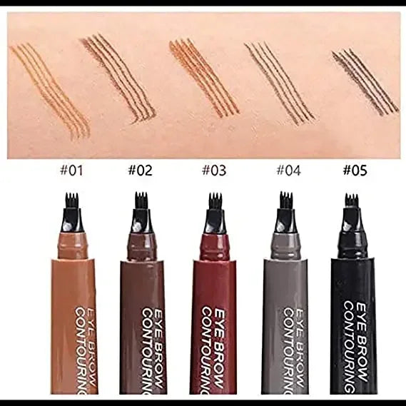 4 Point Eyebrow Pencil Waterproof Liquid Long Lasting 4 Prong Tip Fork Eyebrow Pen Natural Look Eye Makeup Enhancer