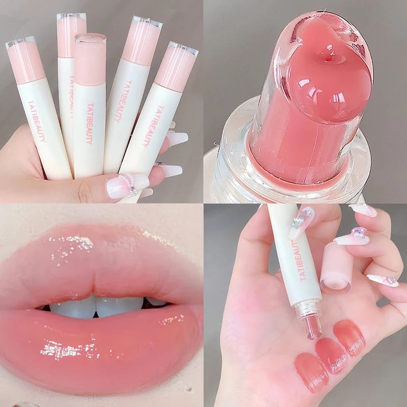 Jelly Lip Gloss Lasting Nude Pink High Gloss Lip Glaze Moisturizing Lipstick Mirror Water Lip Tint Korean Beauty Lip Care Makeup