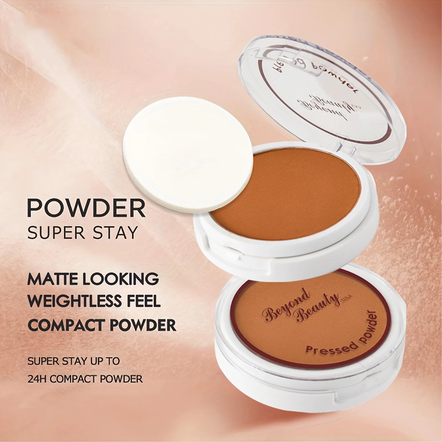 Wheat Bronzing Powder for Dark Skin, Matte Finish, Sweatproof & Oil Dark Foundation Concealer, Powder Puff And Mirror