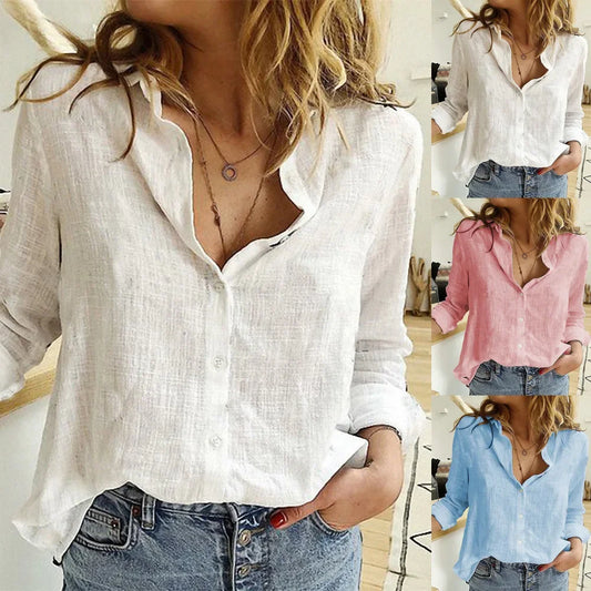 Solid Casual Loose Shirts For Women 2024 Autumn Vintage Women's Oversized Shirts And Blouses Fashion Elegant Youth Female Tops