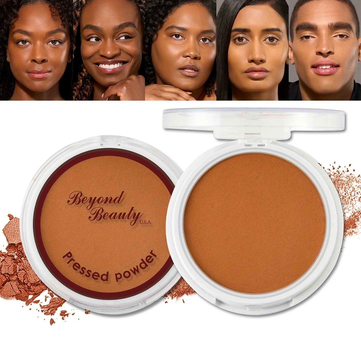 Wheat Bronzing Powder for Dark Skin, Matte Finish, Sweatproof & Oil Dark Foundation Concealer, Powder Puff And Mirror