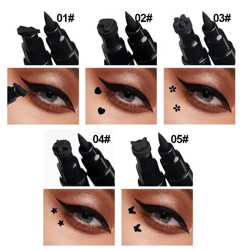 Dragon Ranee Double head Star Seal Eyeliner waterproof non-smudging novice heart plum embellished eye tail eyeliner