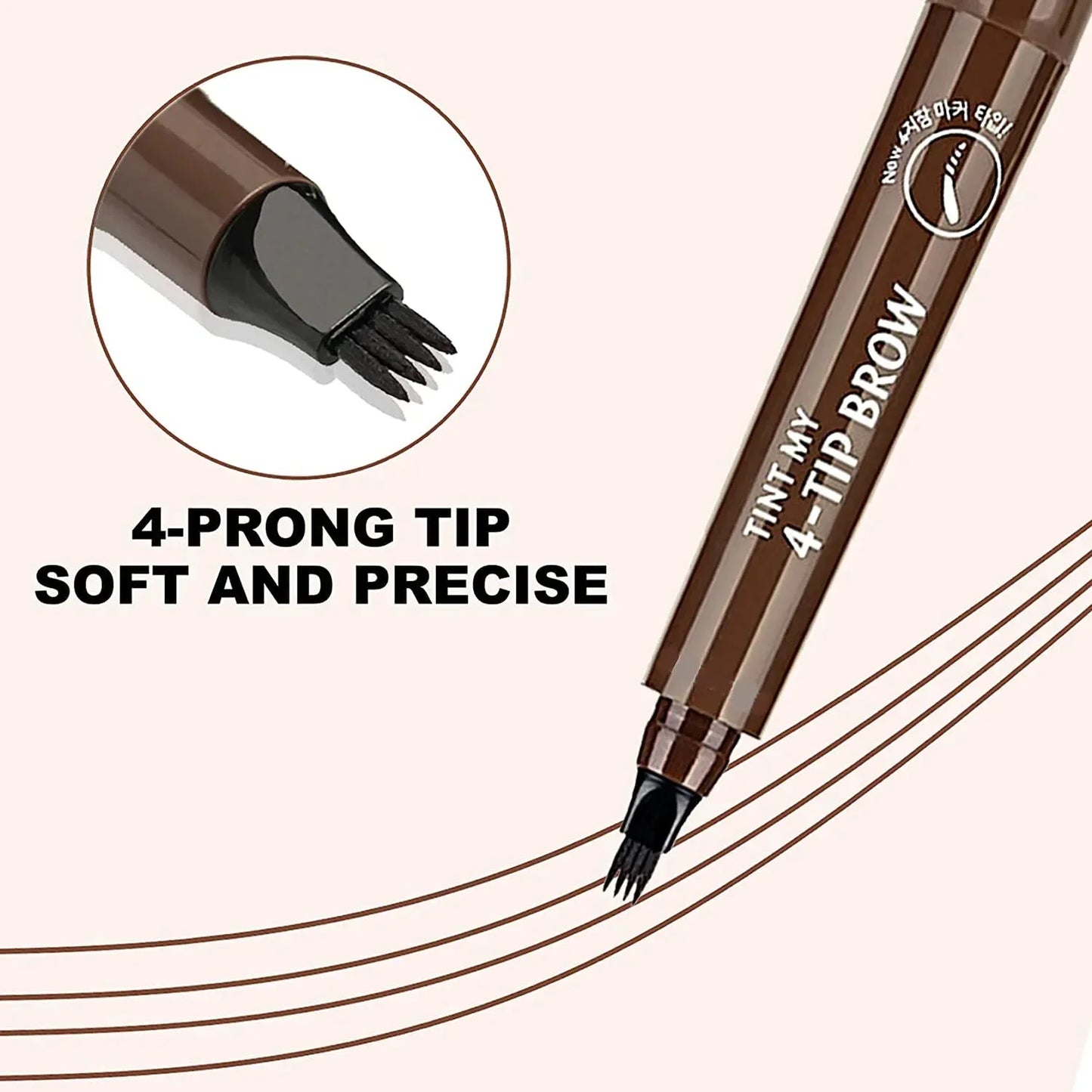4 Point Eyebrow Pencil Waterproof Liquid Long Lasting 4 Prong Tip Fork Eyebrow Pen Natural Look Eye Makeup Enhancer