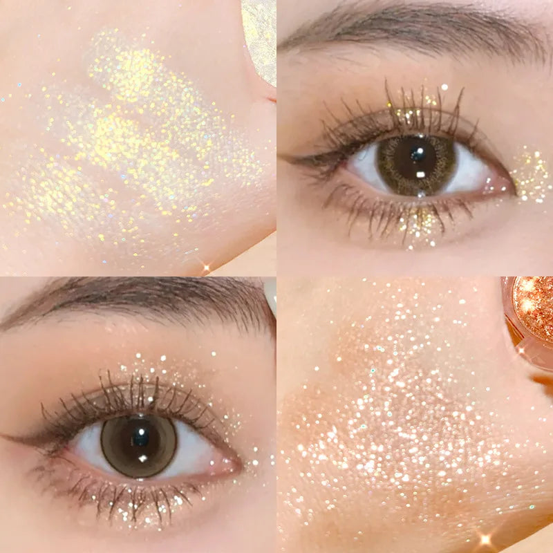 Diamond Glitter Monochrome Eyeshadow Palette Discoloration Eyeshadow Highlighter Sequins Waterproof Lasting Eyes Makeup Pigments