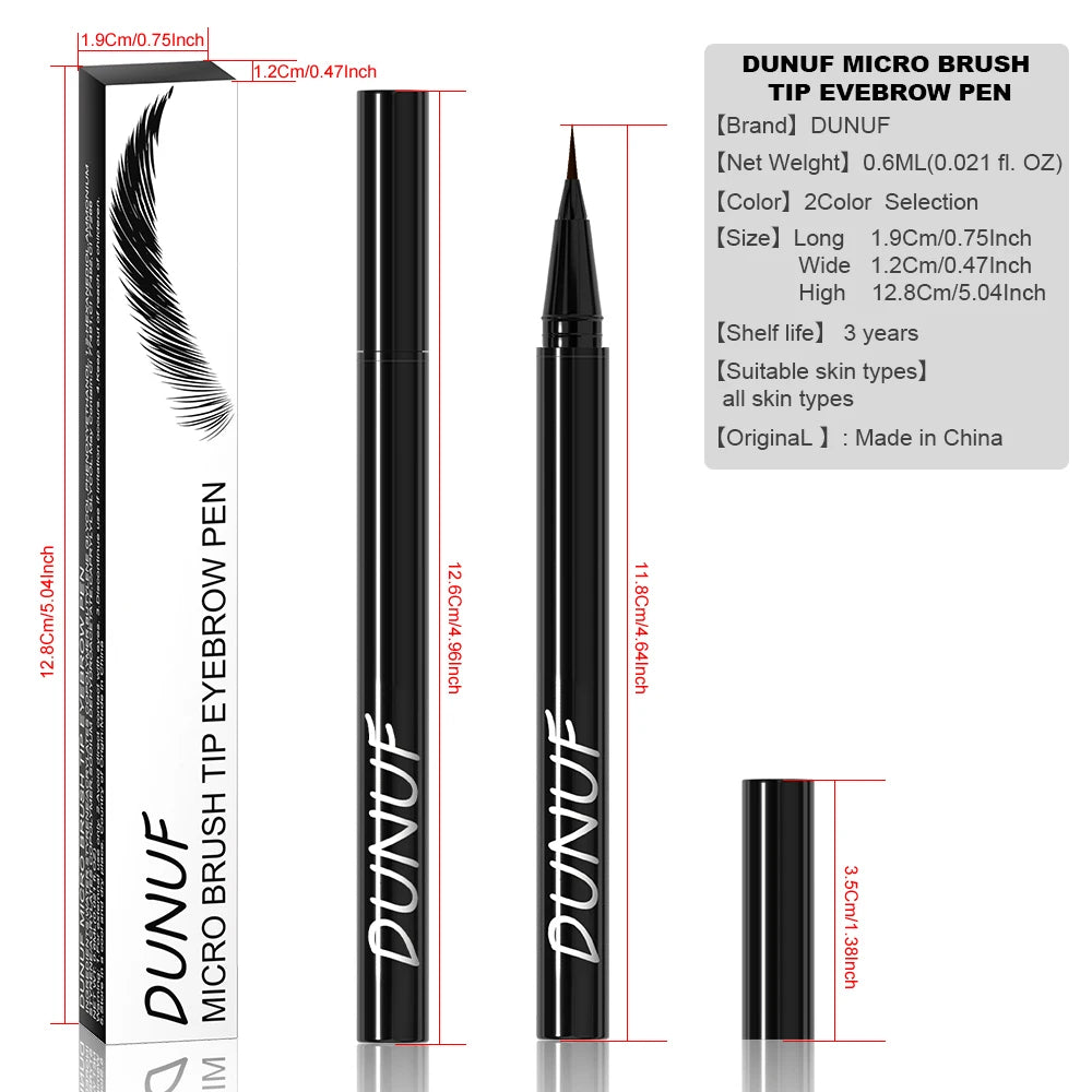 DUNUF 2 Color Long-lasting Ultra-fine anti-stain, waterproof and perspiration-proof quick drying liquid Eyebrow pencil