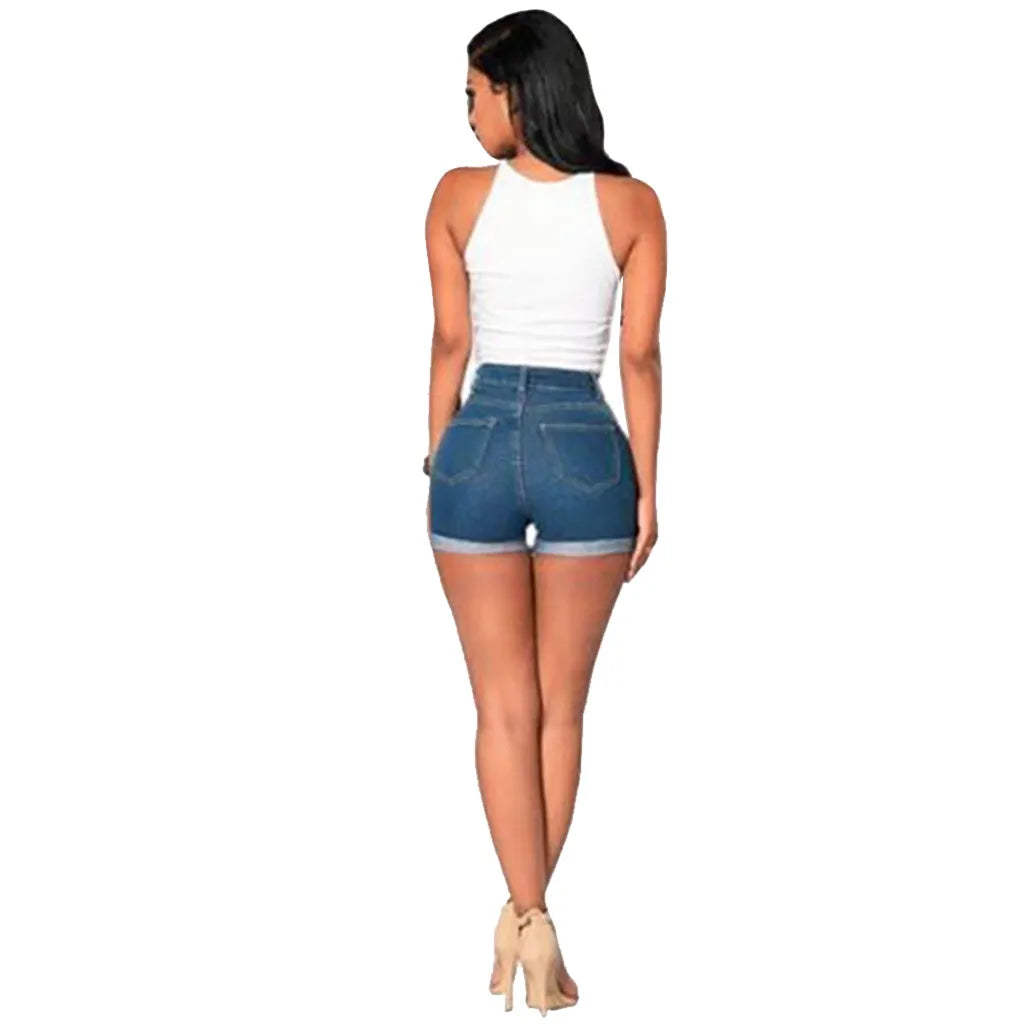 2025 Dark Blue Jean Shorts For Women Casual Sexy Hip Lift High Waist Denim Shorts Mujer Short Jeans Female