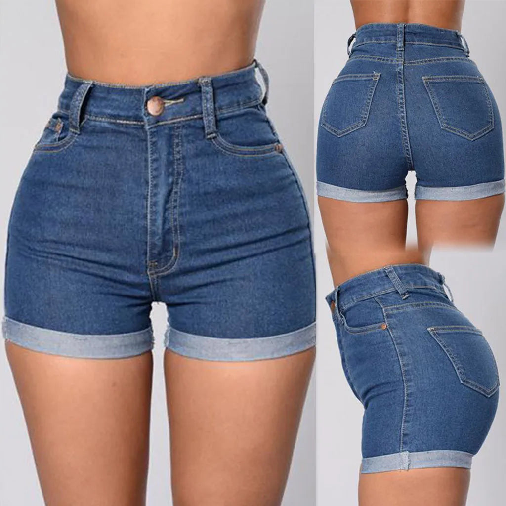 2025 Dark Blue Jean Shorts For Women Casual Sexy Hip Lift High Waist Denim Shorts Mujer Short Jeans Female