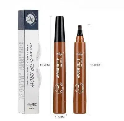 4 Point Eyebrow Pencil Waterproof Liquid Long Lasting 4 Prong Tip Fork Eyebrow Pen Natural Look Eye Makeup Enhancer